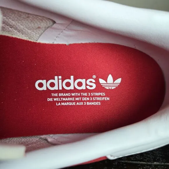 NEW Adidas Gazelle Mens Size 9.5 Low Top Shoes Sneakers Red Scarlet White JI1534