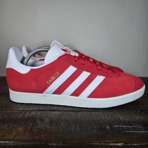 NEW Adidas Gazelle Mens Size 9.5 Low Top Shoes Sneakers Red Scarlet White JI1534