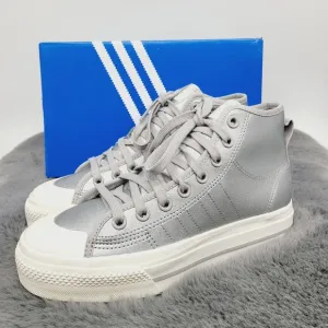 New adidas Nizza RF Platform Mid Shoes Silver Metallic Women's Size 7.5