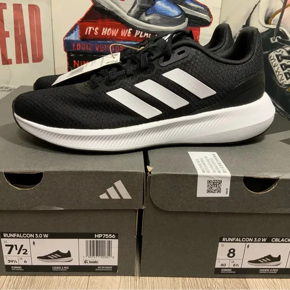 New Adidas Runfalcon 3.0 Running Sneakers Sizes 7, 7.5 Women HP7556 Black/White