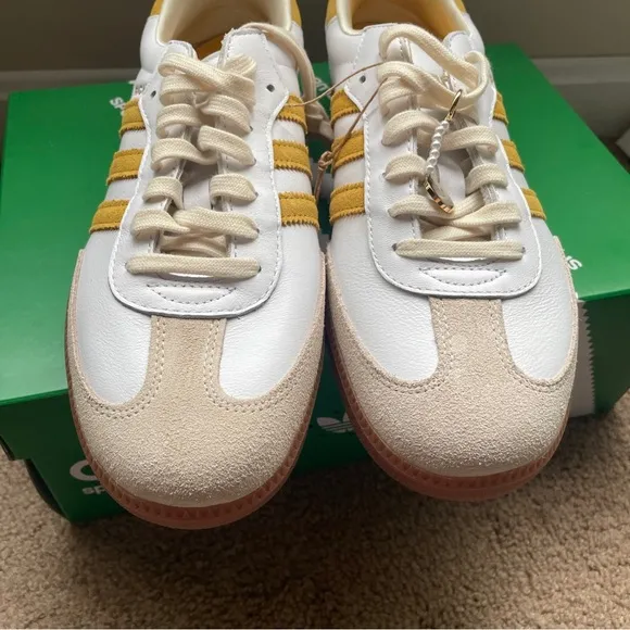 New Adidas Samba OG x Sporty &amp; Rich Sneakers in Gold White 10.5 or 11