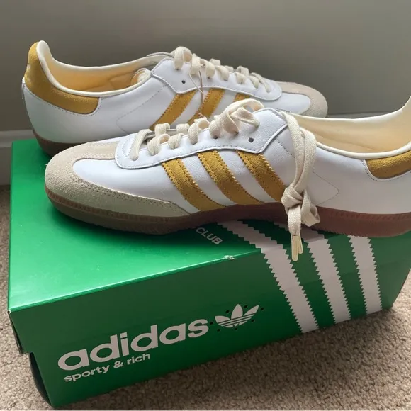 New Adidas Samba OG x Sporty &amp; Rich Sneakers in Gold White 10.5 or 11