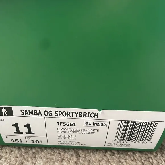 New Adidas Samba OG x Sporty &amp; Rich Sneakers in Gold White 10.5 or 11