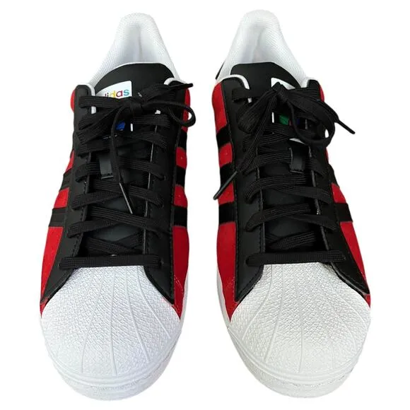 NEW Adidas Superstar Sneakers Shoes Red Black White FU9522 Men's Size 11.5