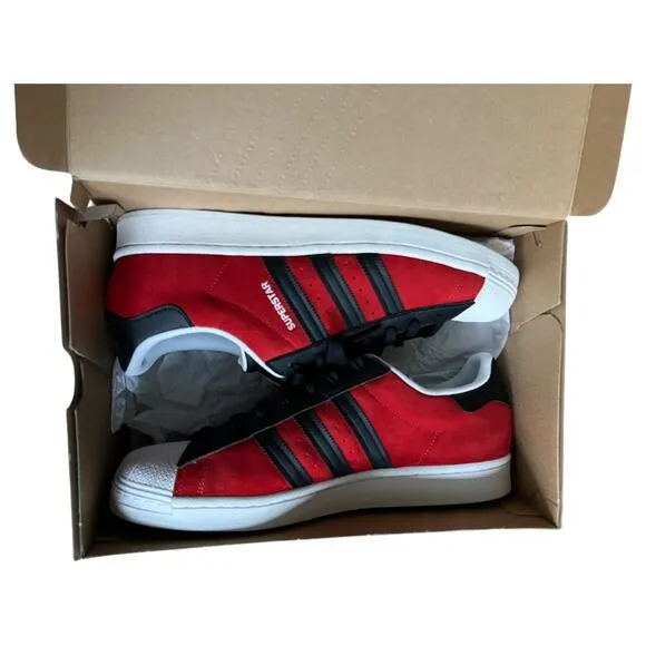 NEW Adidas Superstar Sneakers Shoes Red Black White FU9522 Men's Size 11.5