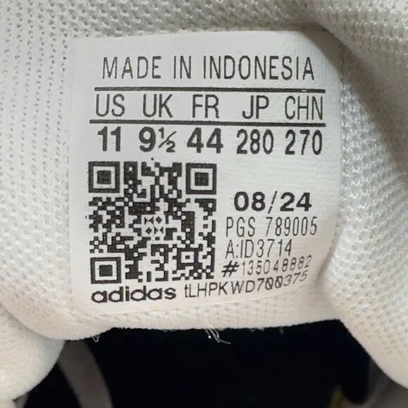 NEW -‎ Adidas VL Court 2.0 Classic White Sneakers with Black Stripes Size 11