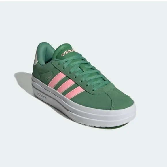 New Adidas Woman Green &amp; Pink Platform Sneakers - Size 9 US