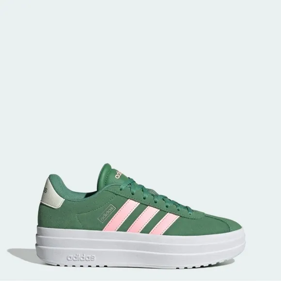 New Adidas Woman Green &amp; Pink Platform Sneakers - Size 9 US
