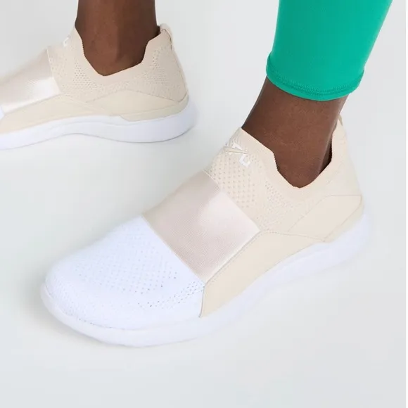 New APL Techloom Bliss Gold Beach White Slip On Running Sneakers 9.5 and 10