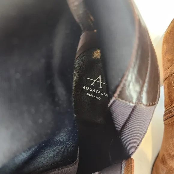 NEW! || AQUATALIA || Carie brown suede boots block heel round toe sz 11