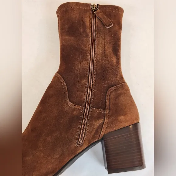 NEW! || AQUATALIA || Carie brown suede boots block heel round toe sz 11