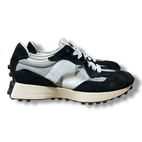 New Balance 327 Sneakers Mens 9 Black Grey U327WEC Big N Sporty Activewear Suede