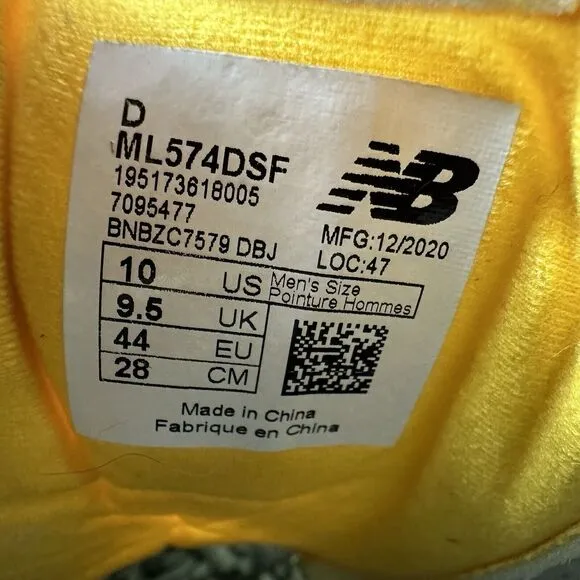 New Balance 574 David Sunflower Seeds Men Size 10 D White Red Shoes ML574DSF