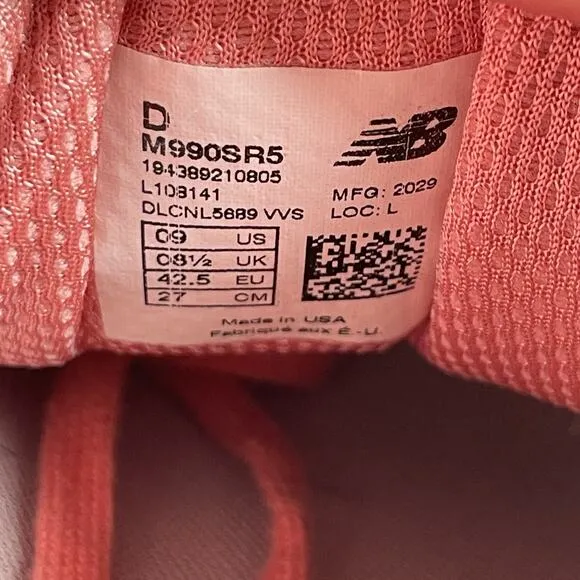 New Balance 990v5 Women’s Size 9 D Sunrise Rose Running Sneakers Casual Shoe USA