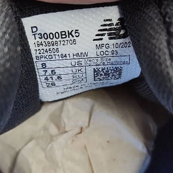 New Balance - Fresh Foam 3000 Trainer Men's Size 8 Blk/Wht/Gum