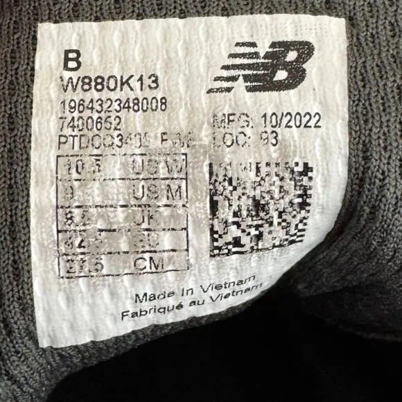 New Balance Unisex 880 V13 W880K13 Black Running Shoes Sneakers M 9 W 10.5 B
