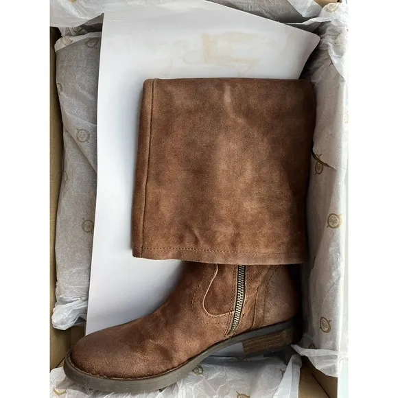 New Born Børn Britton Knee Boot Leather Low Block Heel 7.5 Women Rts260