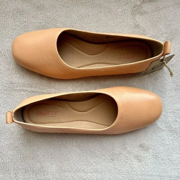 NEW Born Peach Orange Leather Ballet Flat Shoes Handcrafted Women’s 8 M Classic