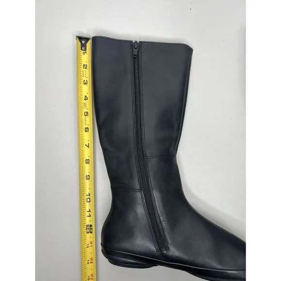 New Camper Girl Black Leather Boots Zip Water Resistant Size 37
