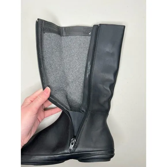 New Camper Girl Black Leather Boots Zip Water Resistant Size 37