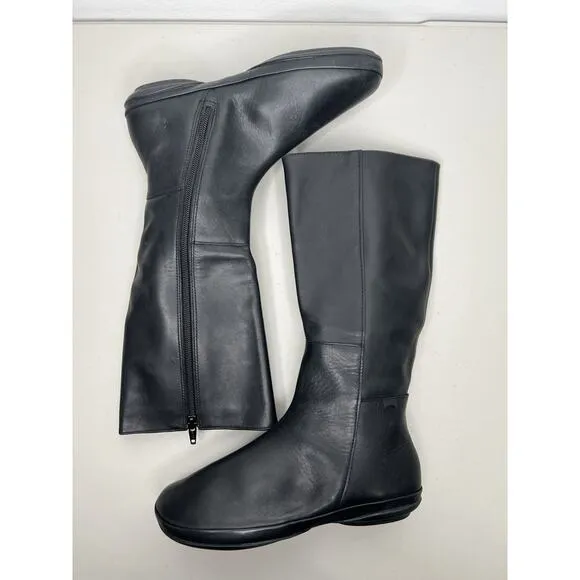 New Camper Girl Black Leather Boots Zip Water Resistant Size 37
