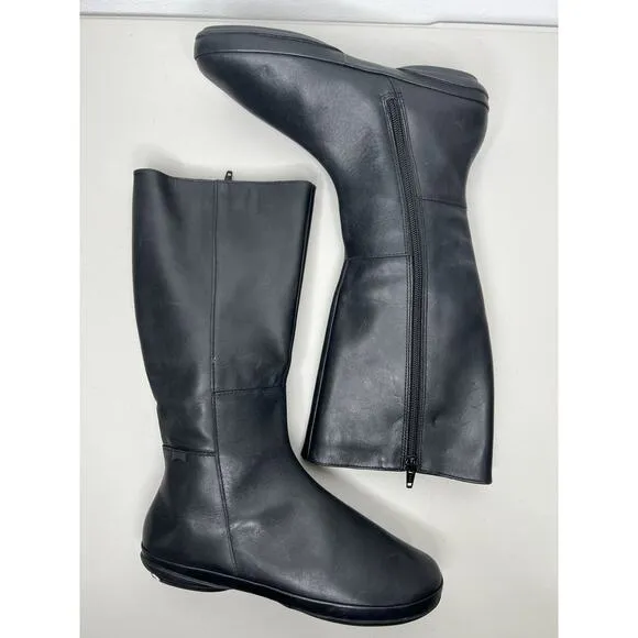 New Camper Girl Black Leather Boots Zip Water Resistant Size 37