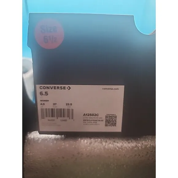 NEW Converse Women’s CTAS Madison Mid Sneaker In Silver Size 6.5 SPARKLE