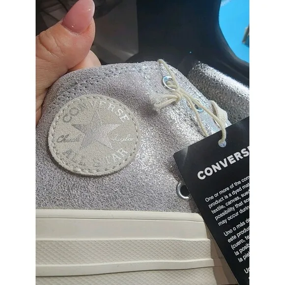 NEW Converse Women’s CTAS Madison Mid Sneaker In Silver Size 6.5 SPARKLE