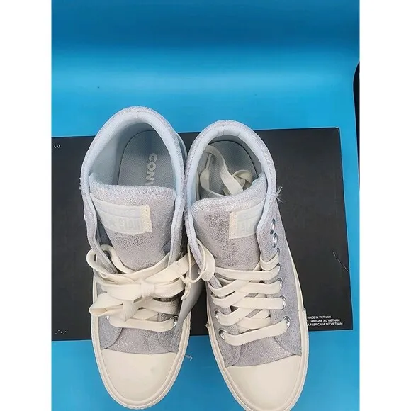 NEW Converse Women’s CTAS Madison Mid Sneaker In Silver Size 6.5 SPARKLE