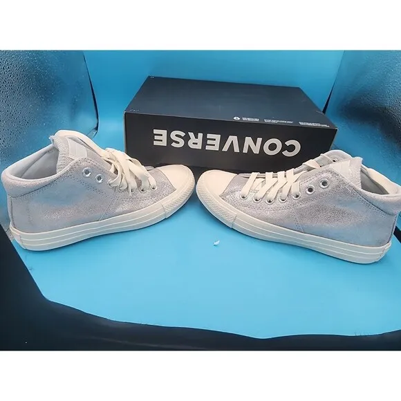 NEW Converse Women’s CTAS Madison Mid Sneaker In Silver Size 6.5 SPARKLE