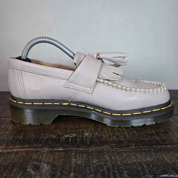 NEW Dr Martens Adrian Womens Size 11 Leather Tassel Loafer Shoes Taupe