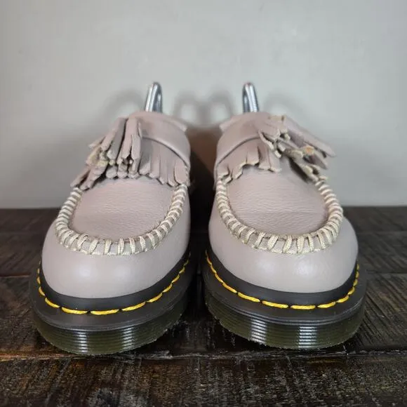 NEW Dr Martens Adrian Womens Size 11 Leather Tassel Loafer Shoes Taupe