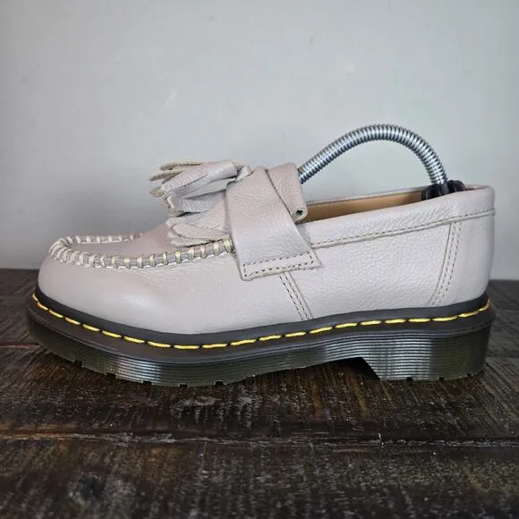 NEW Dr Martens Adrian Womens Size 11 Leather Tassel Loafer Shoes Taupe