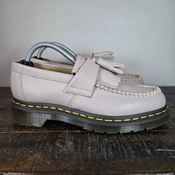 NEW Dr Martens Adrian Womens Size 11 Leather Tassel Loafer Shoes Taupe