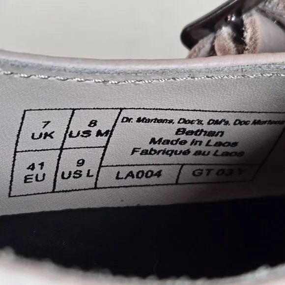 NEW Dr Martens Bethan Womens Size 9 Leather Double Strap Platform Shoes Taupe