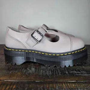 NEW Dr Martens Bethan Womens Size 9 Leather Double Strap Platform Shoes Taupe
