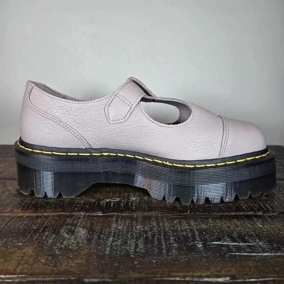 NEW Dr Martens Bethan Womens Size 9 Leather Double Strap Platform Shoes Taupe