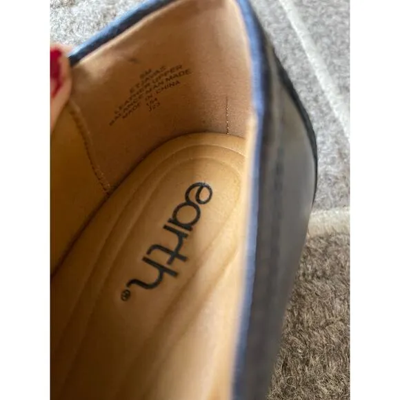 NEW! Earth Shoes 8 Javas Round Toe LEATHER Slip-on Penny Loafers COMFORT Blue