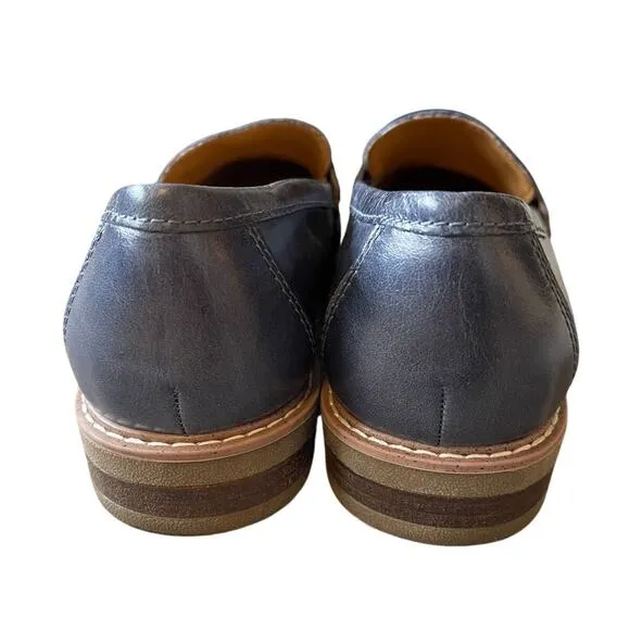 NEW! Earth Shoes 8 Javas Round Toe LEATHER Slip-on Penny Loafers COMFORT Blue