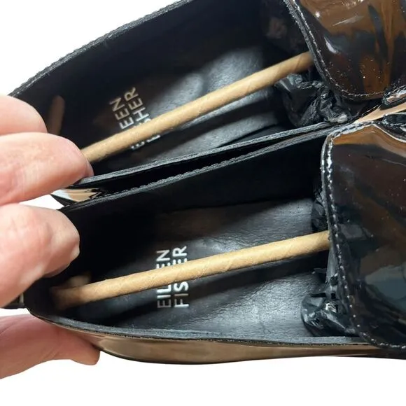NEW‎ Eileen Fisher Fact Black Patent Leather Loafer Women's SlipOn Shoes Size 5
