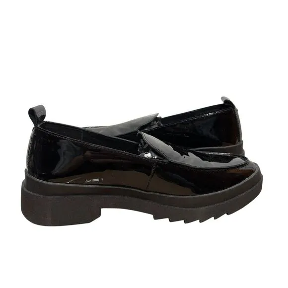 NEW‎ Eileen Fisher Fact Black Patent Leather Loafer Women's SlipOn Shoes Size 5
