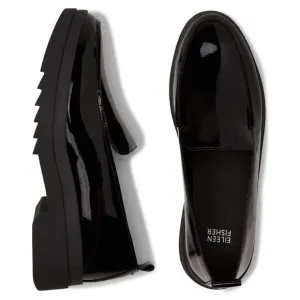 NEW‎ Eileen Fisher Fact Black Patent Leather Loafer Women's SlipOn Shoes Size 5