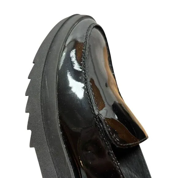NEW‎ Eileen Fisher Fact Black Patent Leather Loafer Women's SlipOn Shoes Size 5