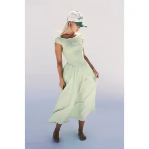 New Free People Ceci Smocked Midi Dress Free-est $98 SMALL Mint Green
