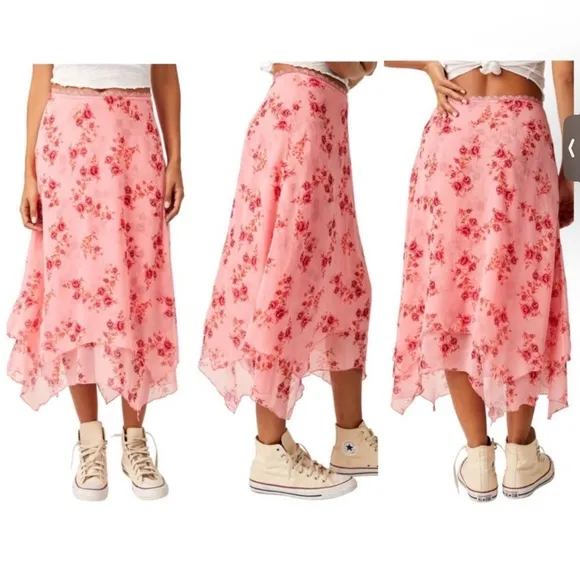 ✨NEW!✨ Free People ⛲️Garden🪴 🎉Party 🎊 Skirt in 🌸 Pink 💓 Blossom 🌺 Size S!