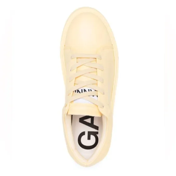 NEW GANNI Low Top Trainers Platform Sneakers Pale Banana US 10 EU 40