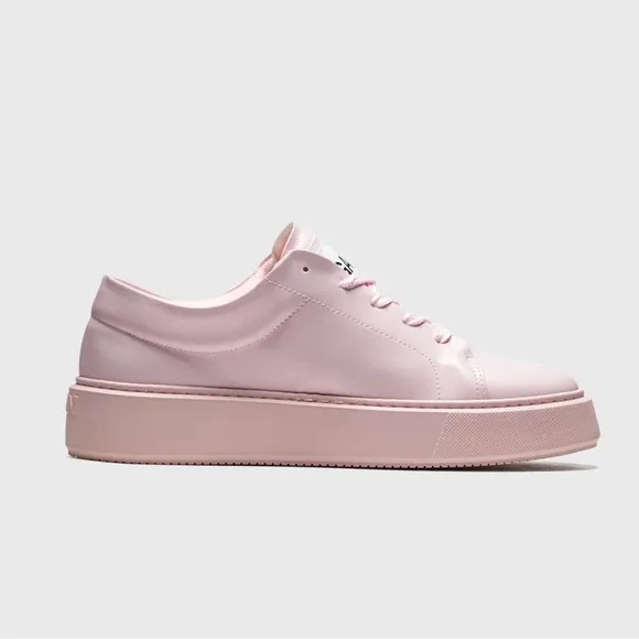 NEW GANNI Vegan Leather Low Top Trainers Platform Sneakers Pale Lilac Pink