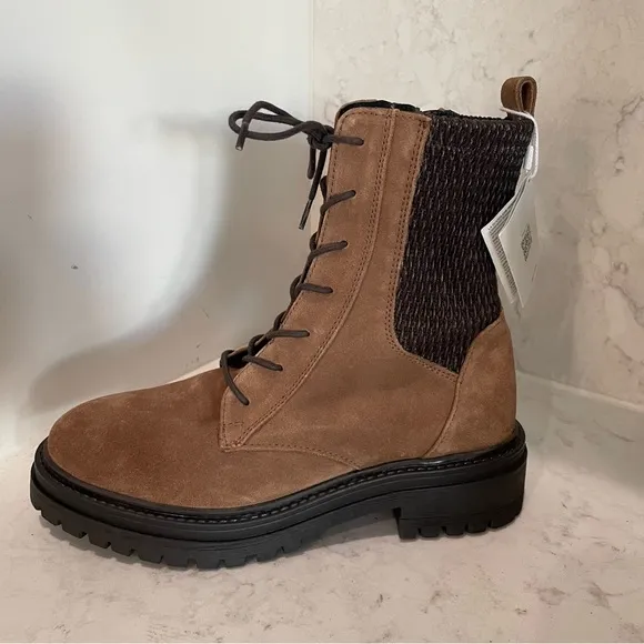 New! Geox  Iridea Respira Brown Suede Combat boots Sz 38‎ US 8 $170