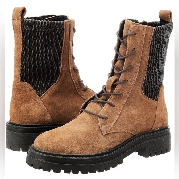 New! Geox  Iridea Respira Brown Suede Combat boots Sz 38‎ US 8 $170