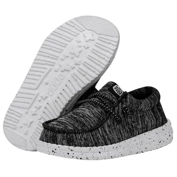NEW Hey Dude Toddler Wally Sport Knit Black/White